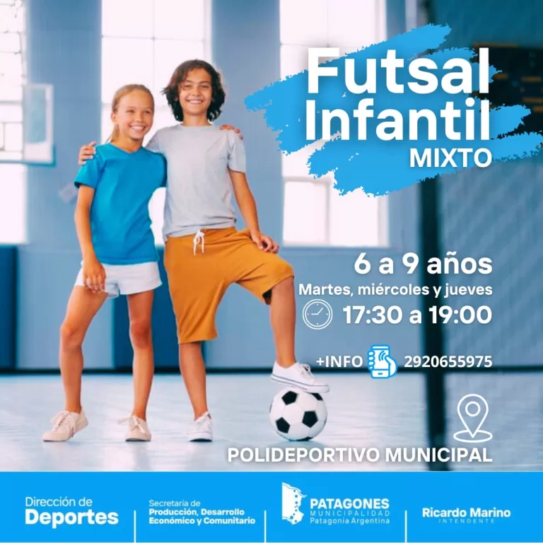 La Dirección de Deportes pondrá en marcha una nueva propuesta gratuita para los niños. Se trata de Futsal Infantil Mixto.