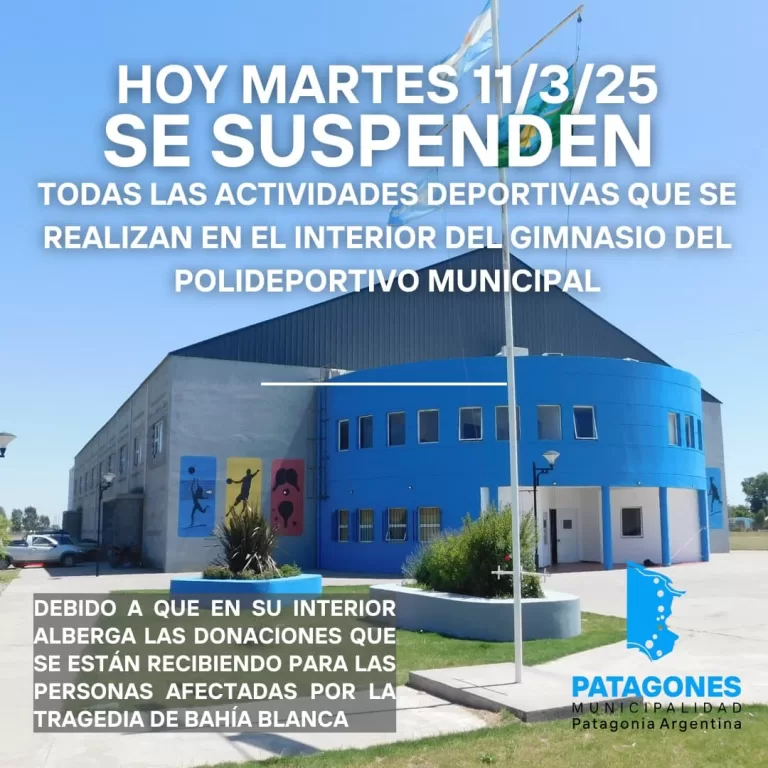 Se suspende toda actividad deportiva que se realice habitualmente Polideportivo Municipal