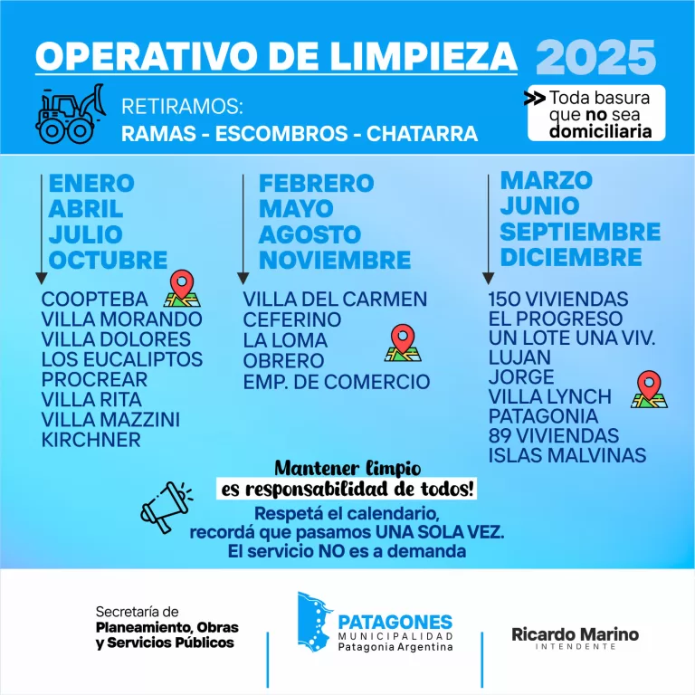 Sigue el Operativo de Limpieza 2025 🧹en los barrios!