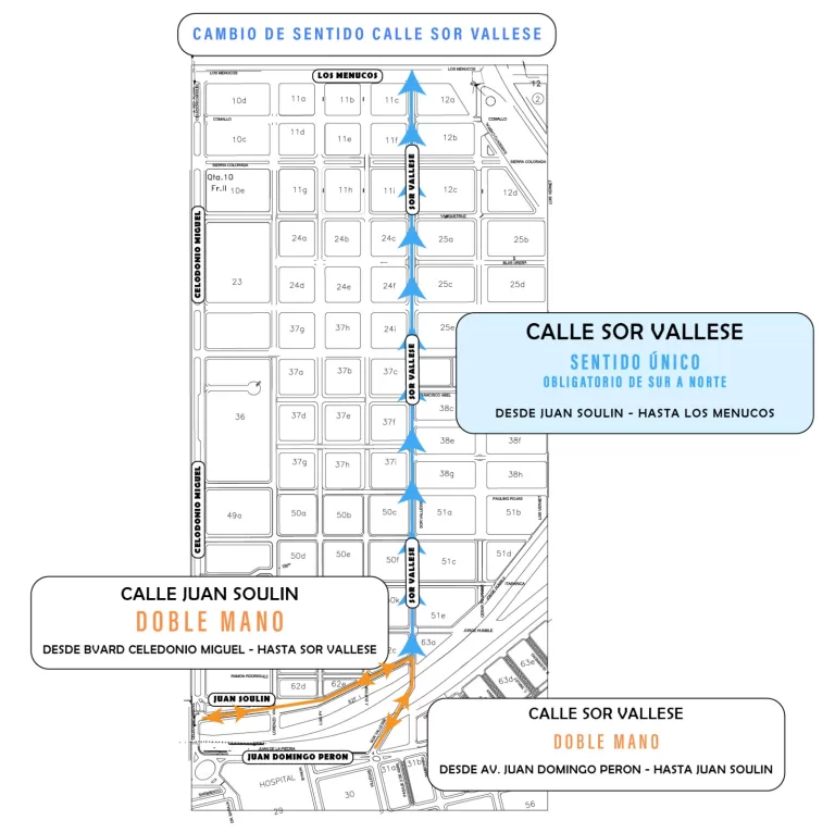 Modificación del sentido de circulación en la calle Sor Vallese de Carmen de Patagones.
