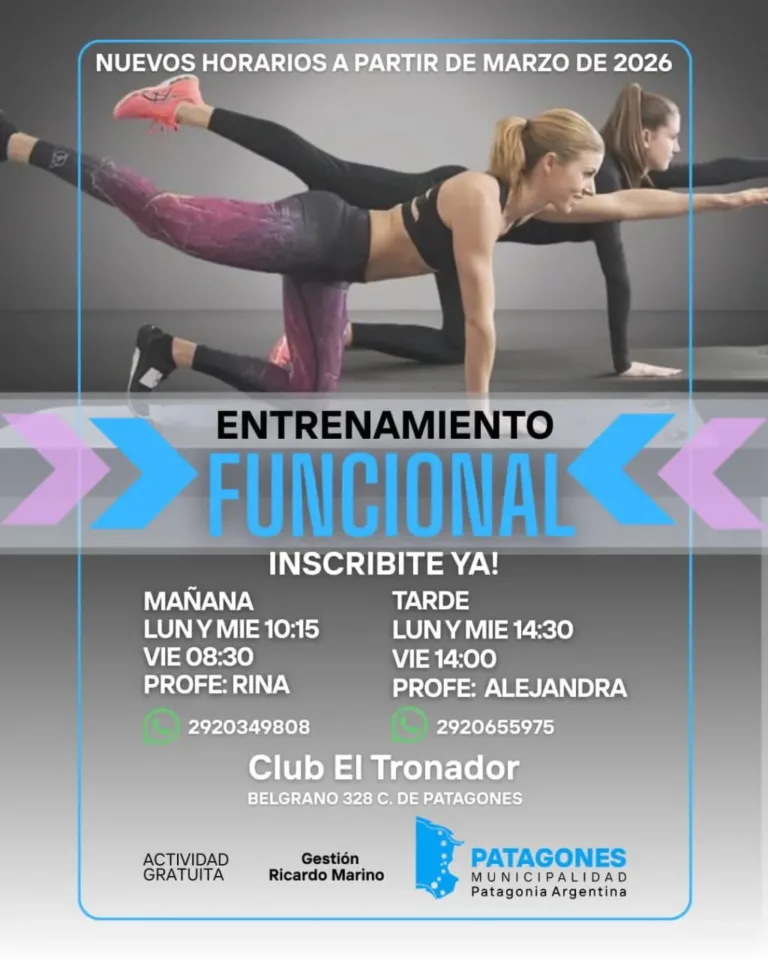 Entrenamiento Funcional: nuevos horarios a partir de marzo en el Club El Tronador