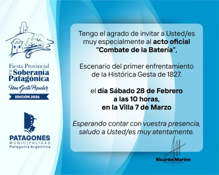 Invitación al Acto Oficial en Conmemoración del Combate de La Batería