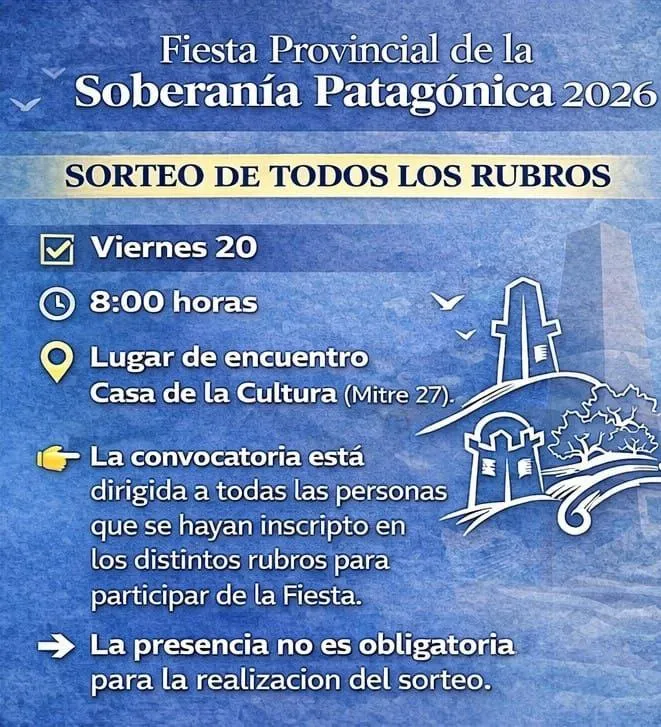 Sorteo de rubros para la Fiesta Provincial de la Soberanía Patagónica