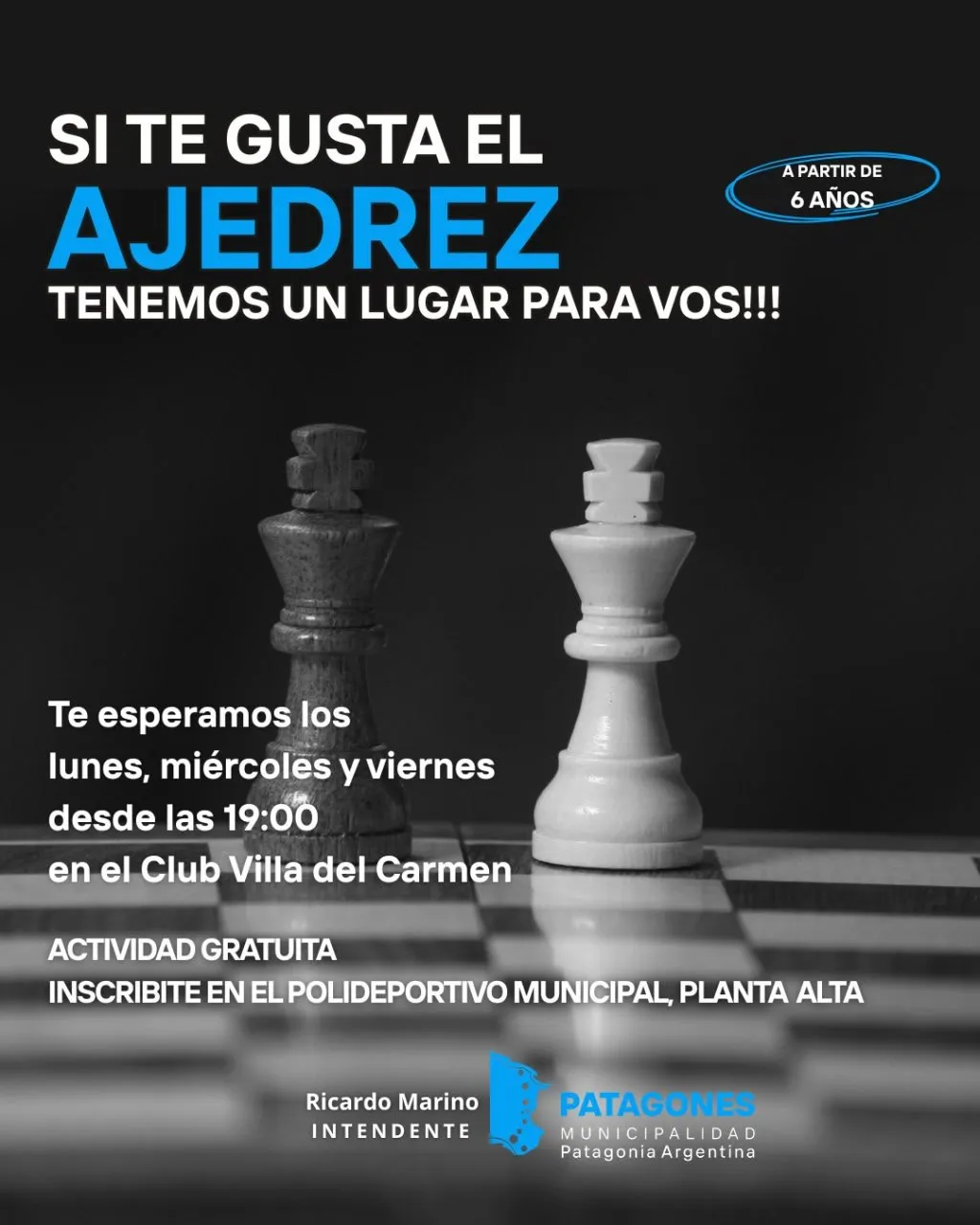 Taller de ajedrez gratuito para toda la comunidad en el Club Villa del Carmen