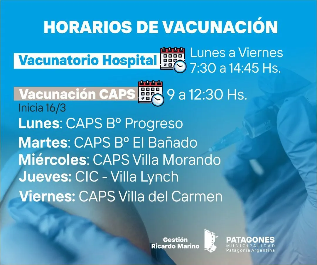 Vacunación en Hospital y barrios: horarios y cronograma