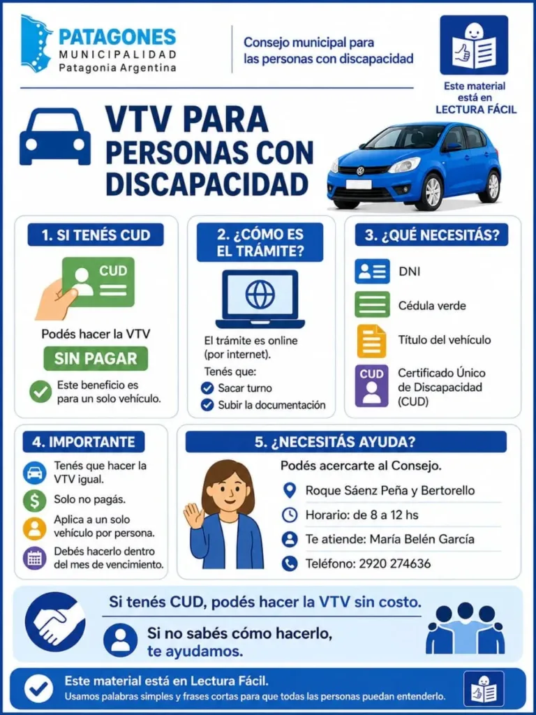 VTV sin costo para personas con discapacidad