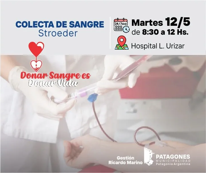 Colecta de sangre en Stroeder: sumate a donar vida