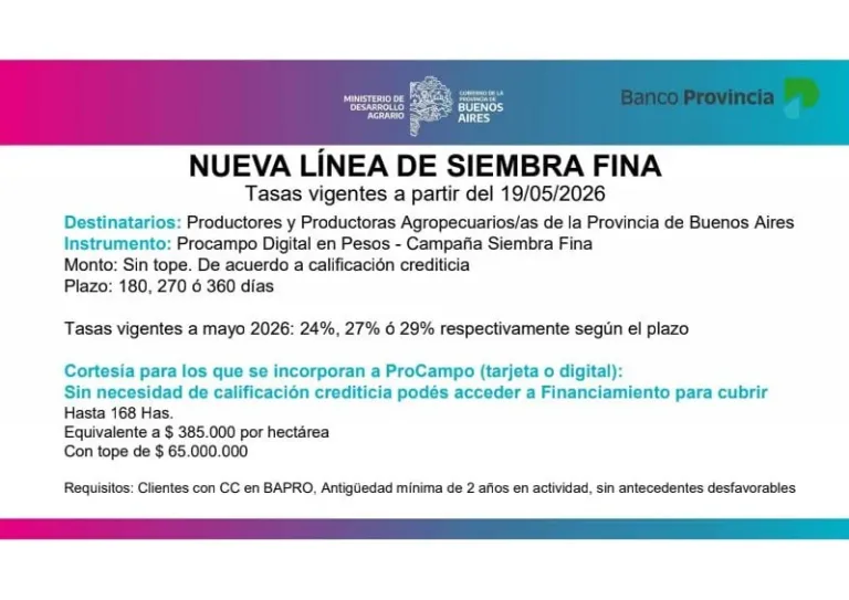 Nueva línea de financiamiento para siembra fina