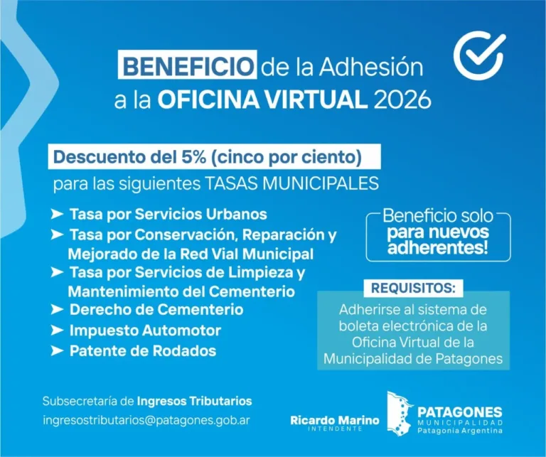 Oficina Virtual 2026: Beneficios por débito automático y boleta electrónica