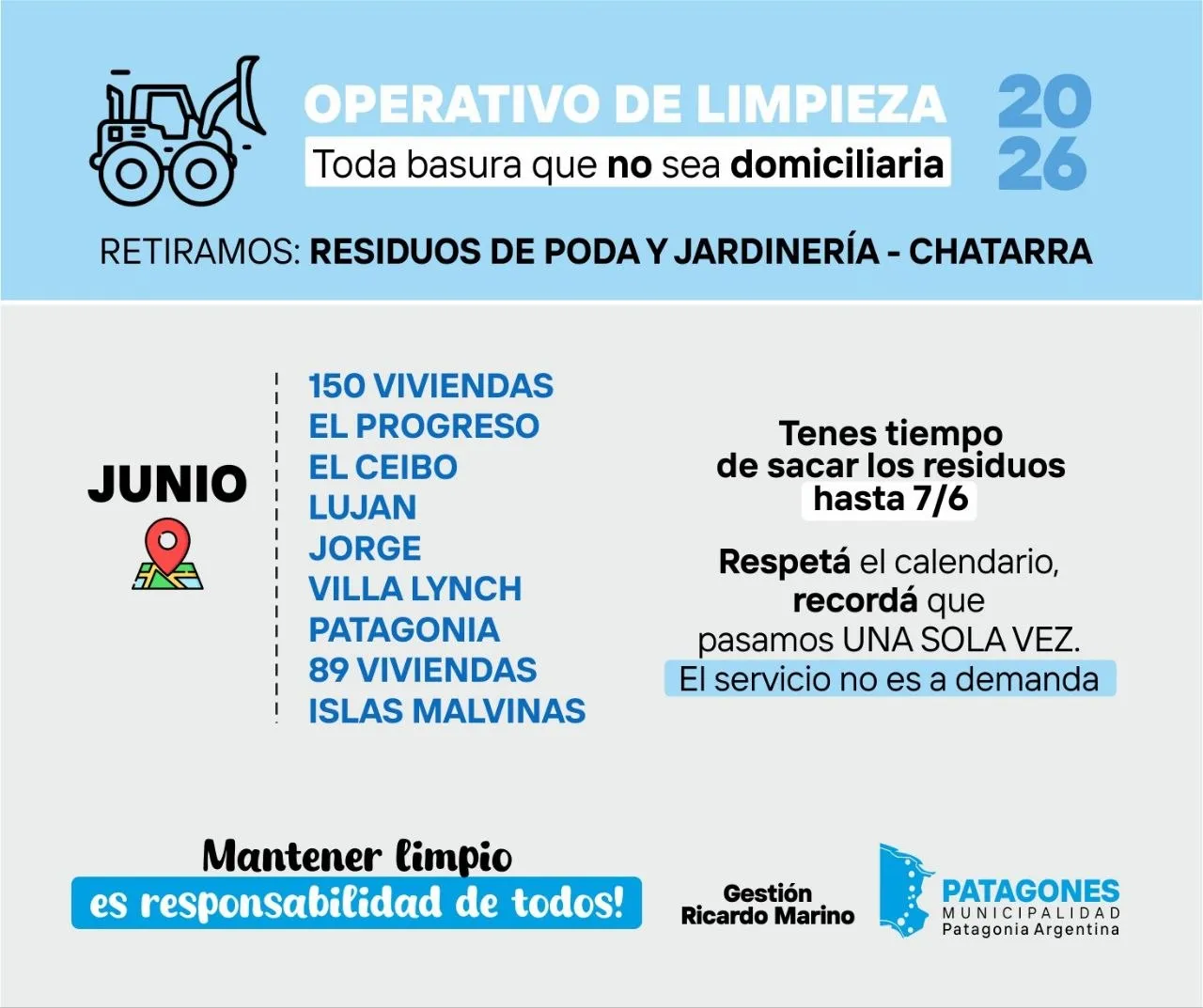 Operativo de Limpieza en junio: cronograma y barrios incluidos