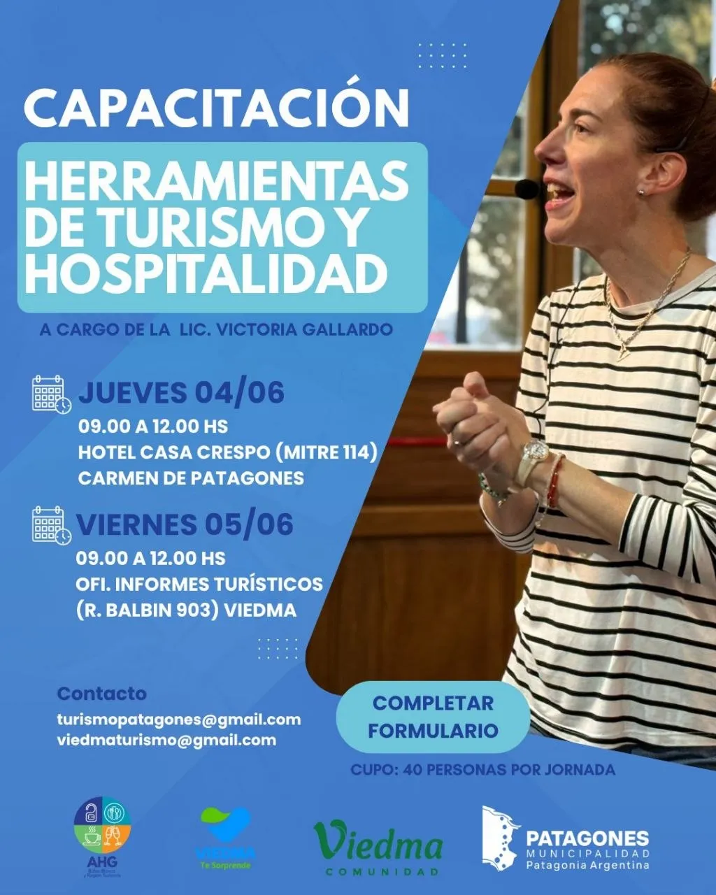 Talleres gratuitos de turismo y hospitalidad en Carmen de Patagones y Viedma