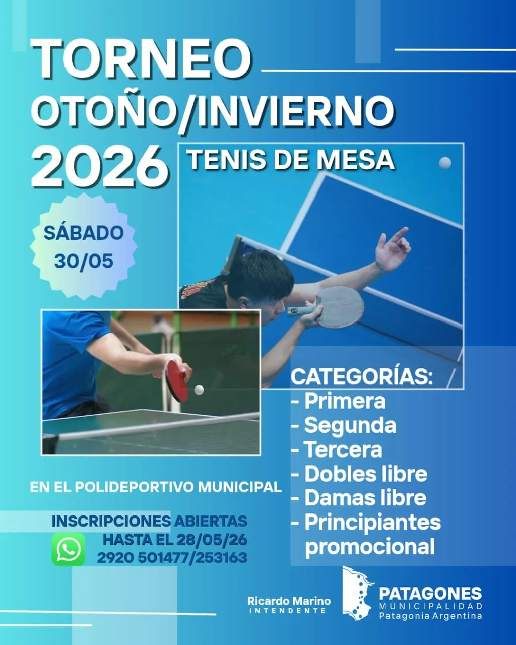 Torneo Otoño/Invierno de Tenis de Mesa en Carmen de Patagones