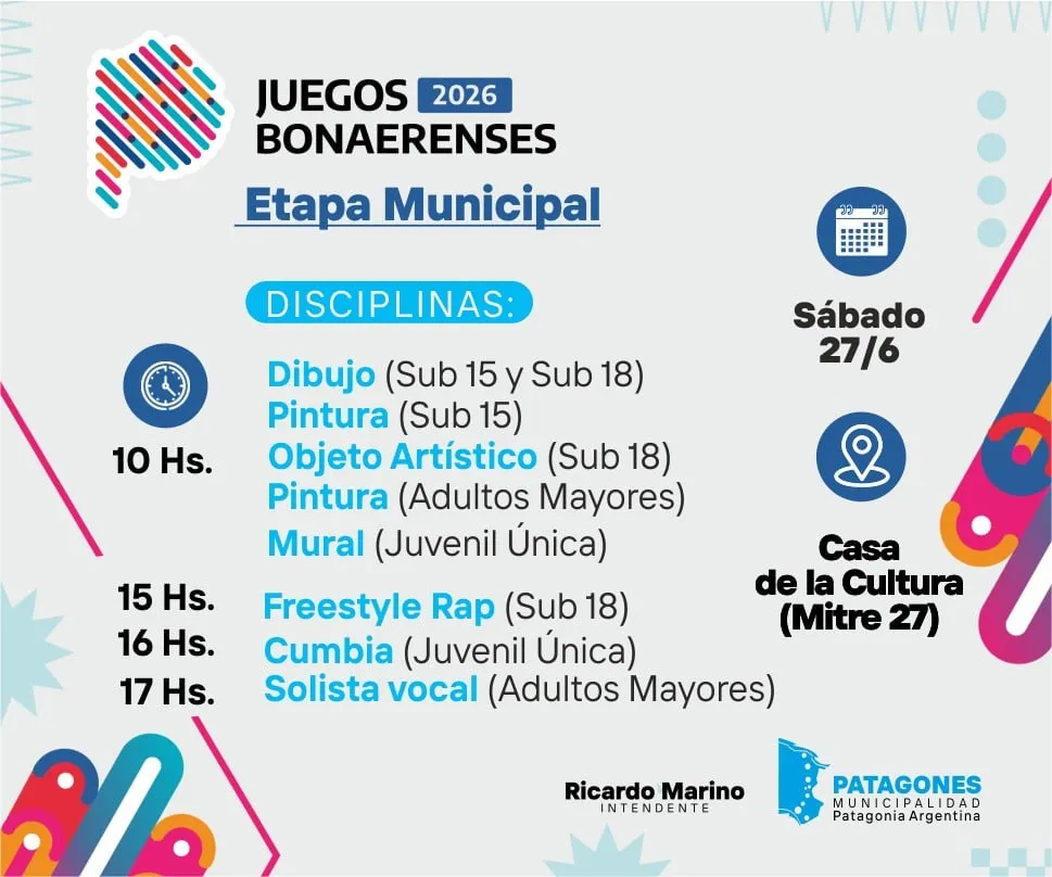 Juegos Bonaerenses 2026: Etapa Municipal este sábado en la Casa de la Cultura