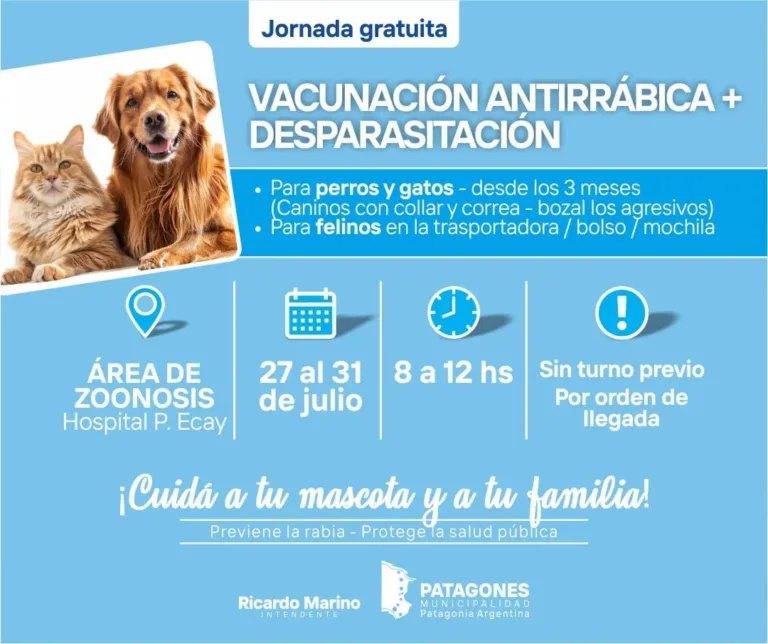 Jornadas gratuitas de vacunación antirrábica y desparasitación en Zoonosis