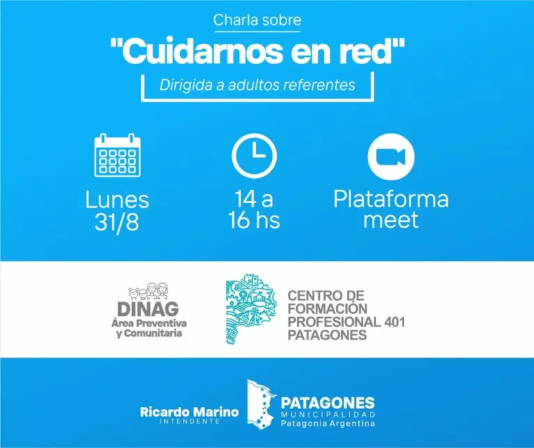 Charla virtual “Cuidemos en Red” se realizará el lunes 31 de agosto