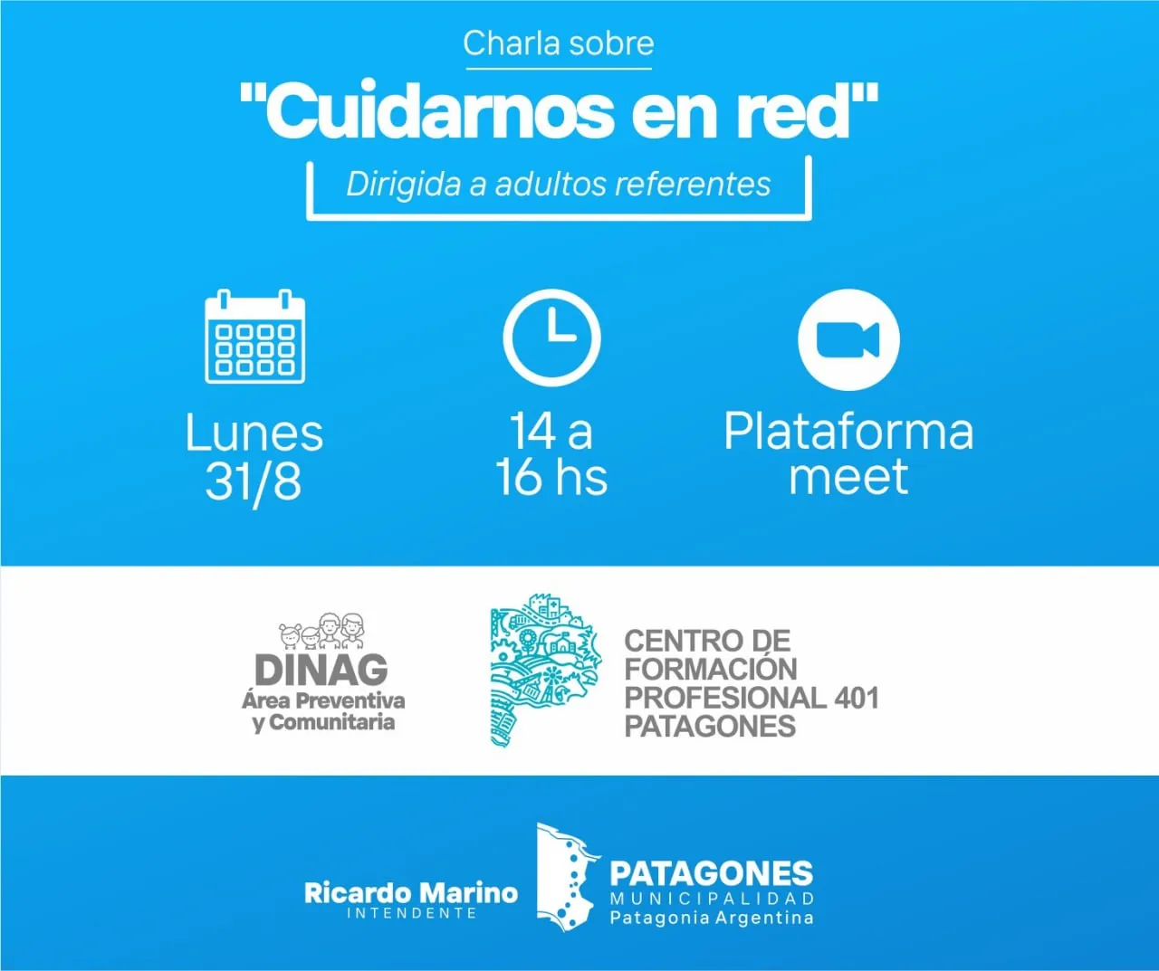 Charla virtual “Cuidemos en Red” se realizará el lunes 31 de agosto
