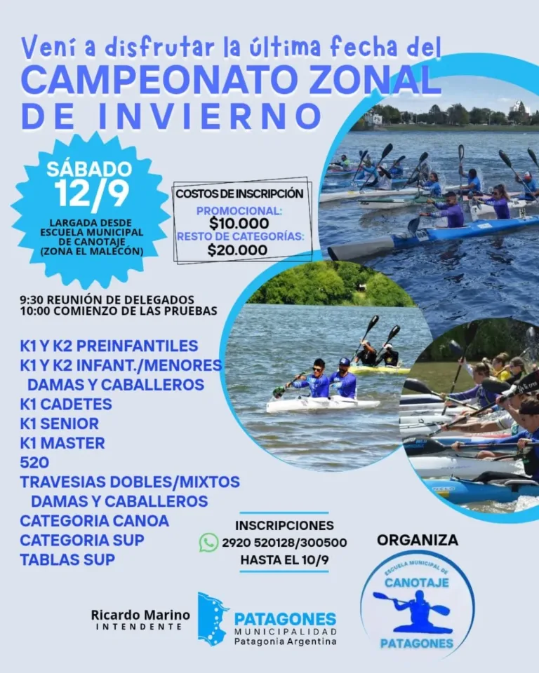 Última fecha del Campeonato de Canotaje de Invierno en Patagones
