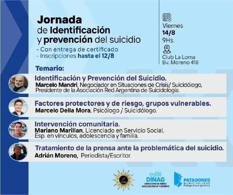 Últimos días para inscribirse en la Jornada de Identificación y Prevención del Suicidio