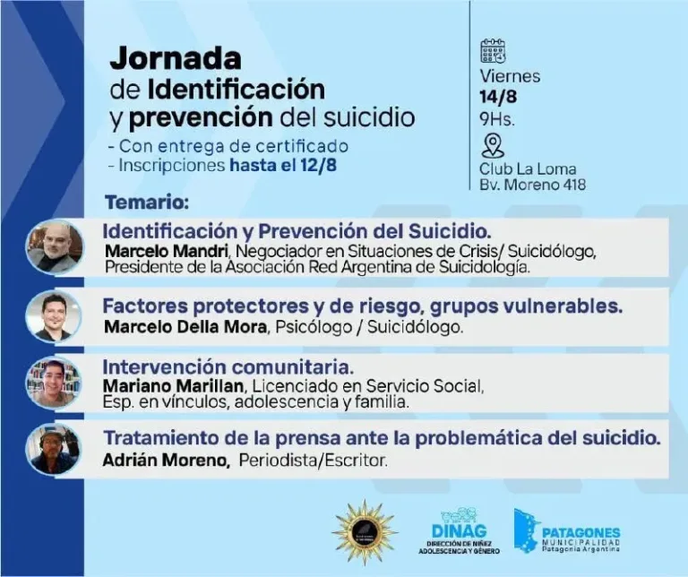Últimos días para inscribirse en la Jornada de Identificación y Prevención del Suicidio
