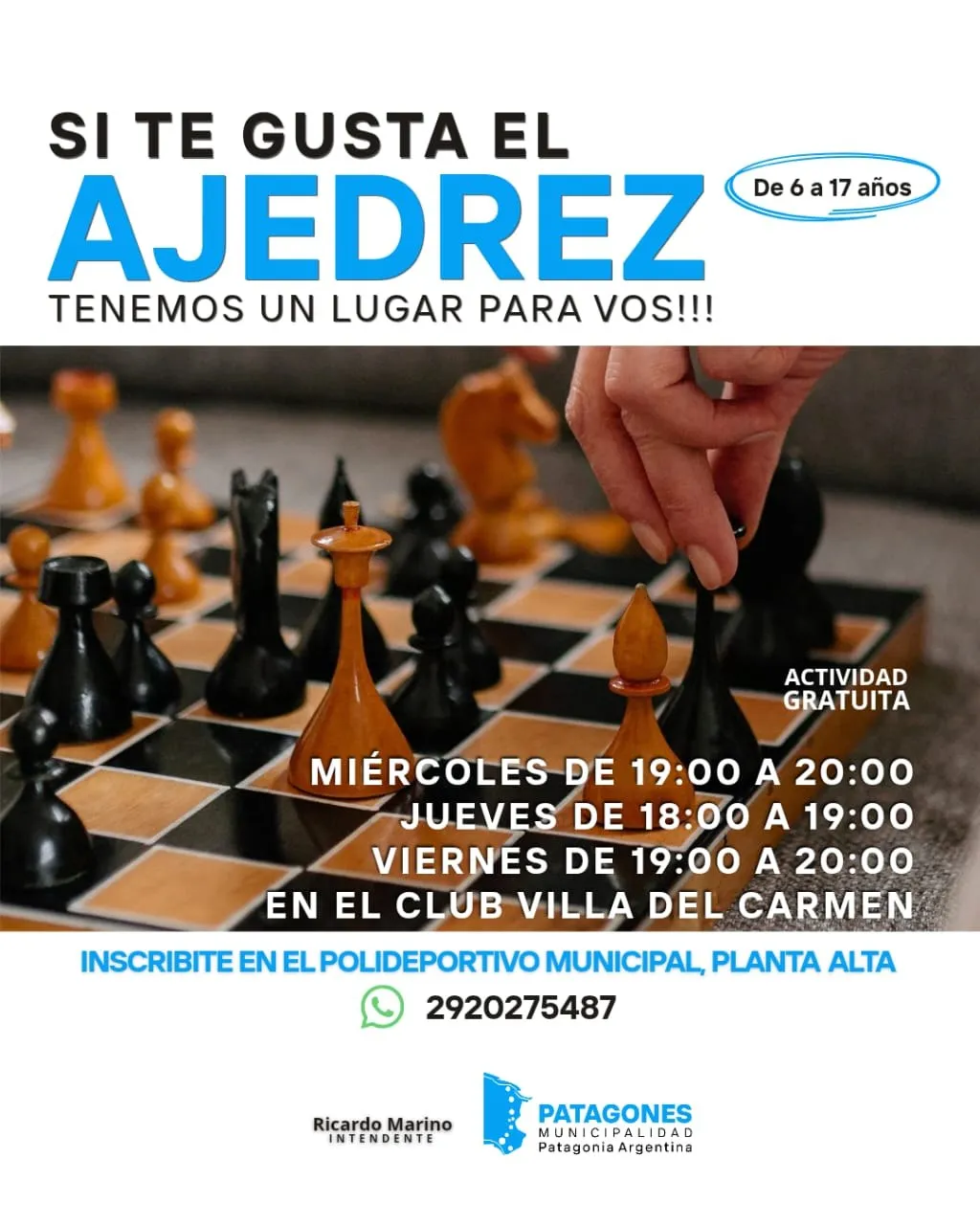 Taller gratuito de ajedrez para toda la comunidad