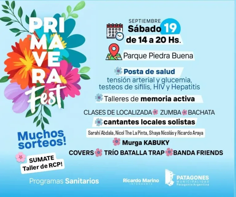 Primavera Fest en Patagones: música, baile y salud en el Parque Piedra Buena