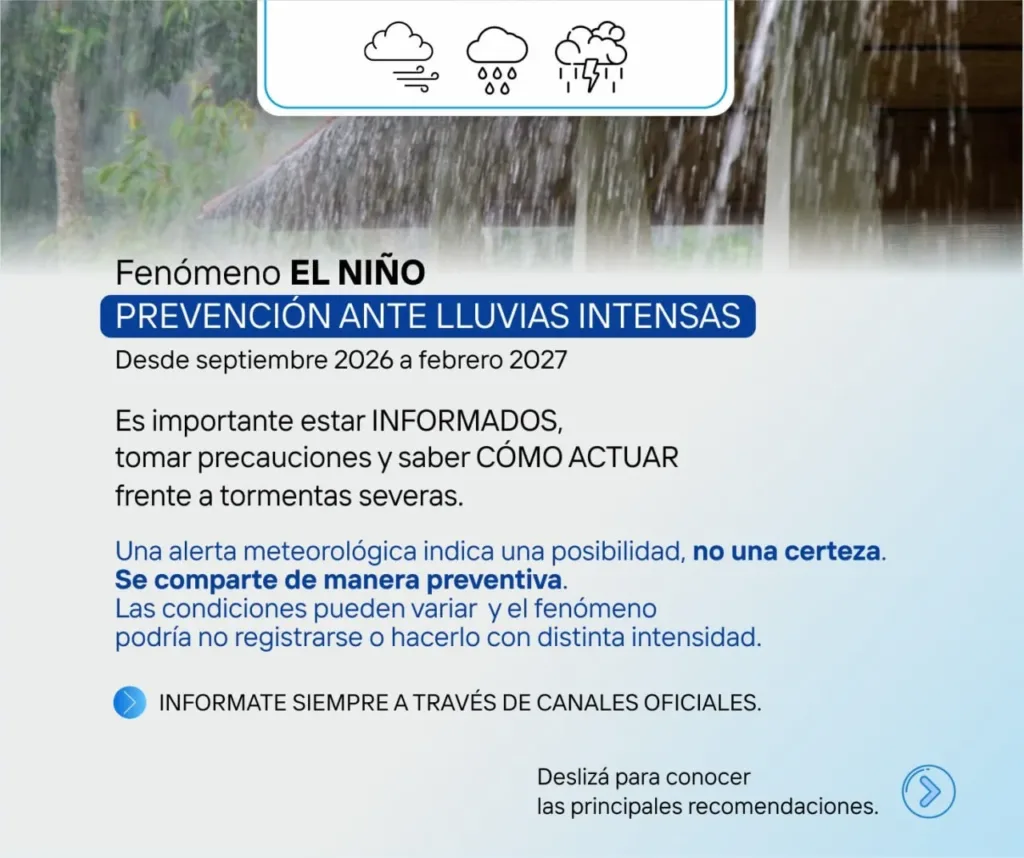 Recomendaciones ante eventos meteorológicos por El Niño