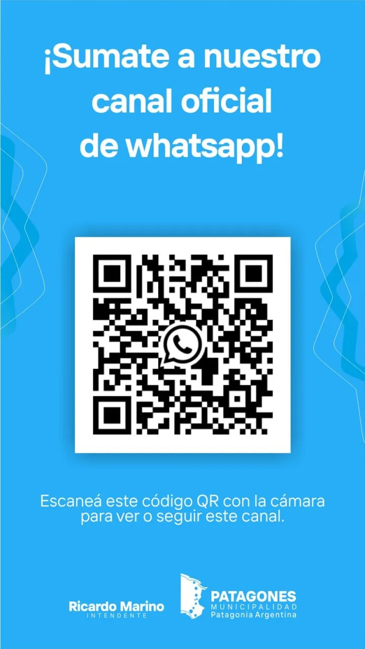 Sumate al canal oficial de WhatsApp de la Municipalidad de Patagones
