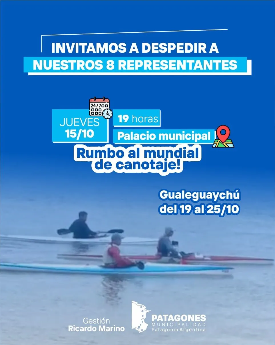 Despedida de los ocho palistas que representarán a Patagones en el Mundial de Canotaje Maratón