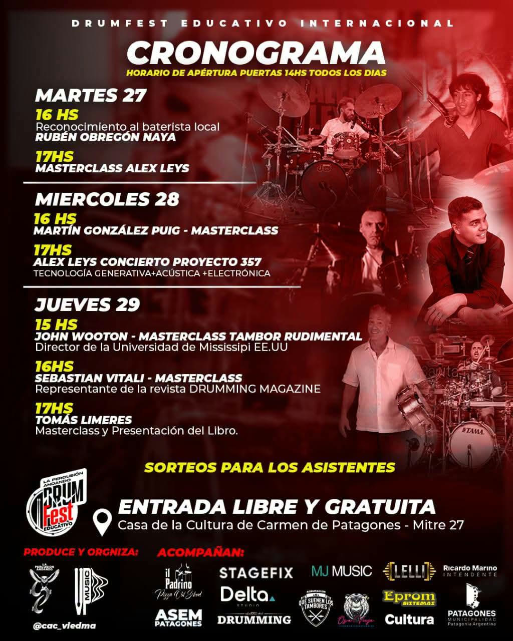 Drumfest Educativo Internacional en la Casa de la Cultura de Carmen de Patagones