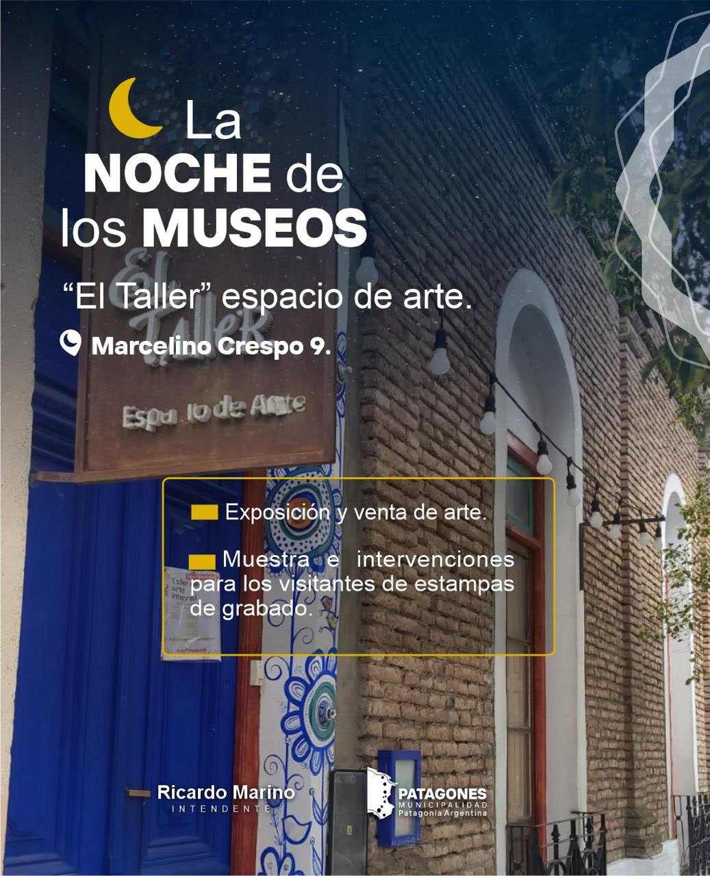Afiche de la Noche de los Museos en El Taller espacio de arte, Marcelino Crespo 9