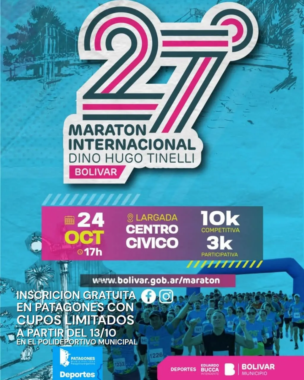 Patagones invita a corredores del distrito a participar de la 27.ª Maratón Internacional de Bolívar
